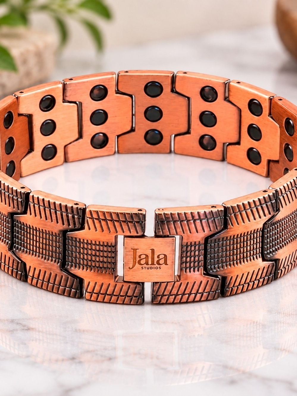 Men's Copper-Tone Magnetic Link Bracelet - Rose Copper